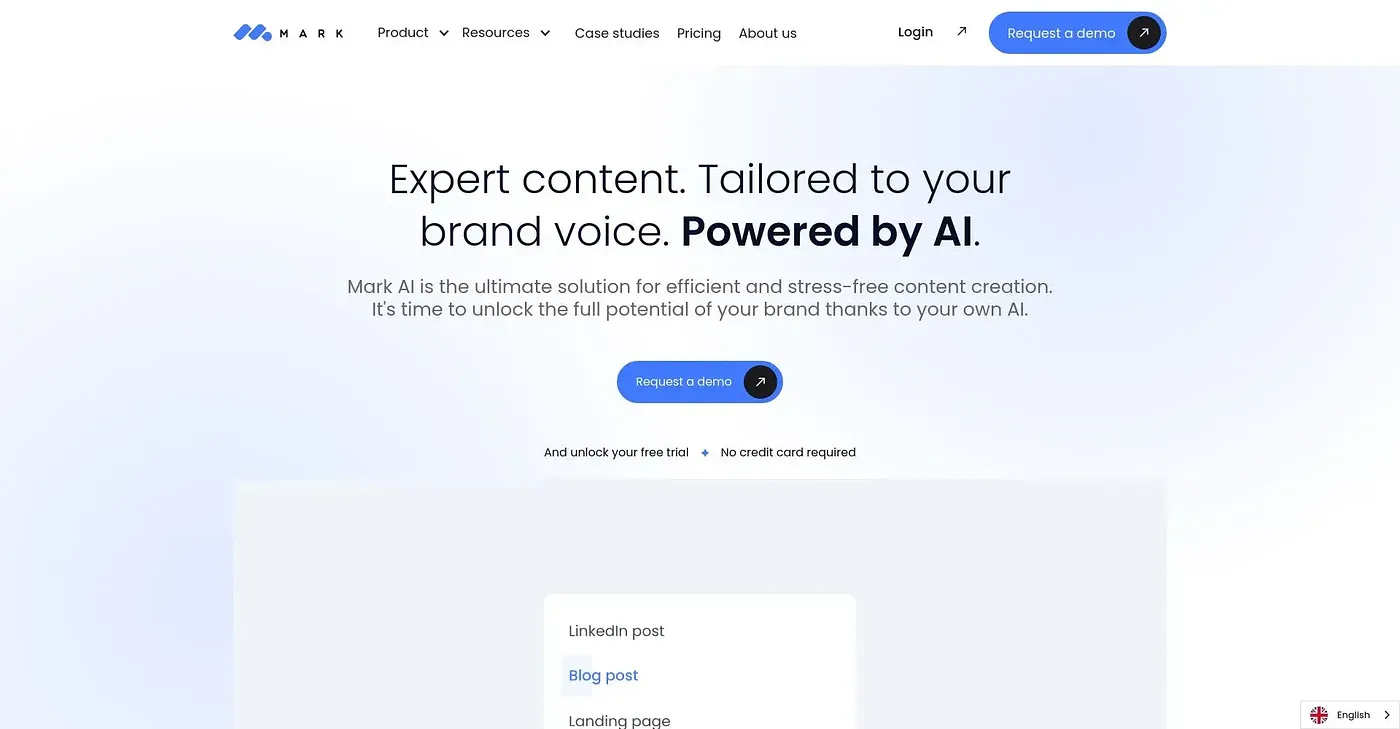 Screenshot of Mark Copy AI