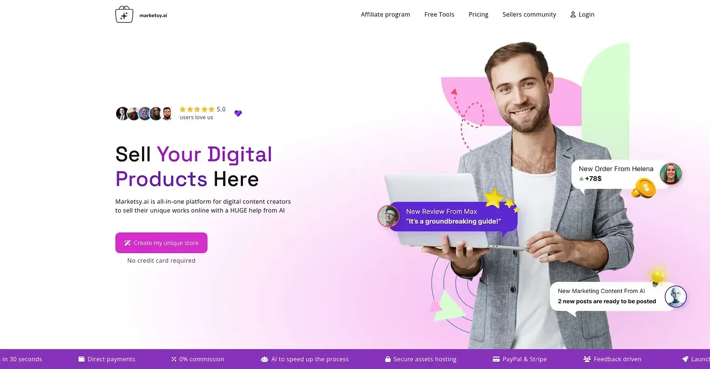 Screenshot of Marketsy