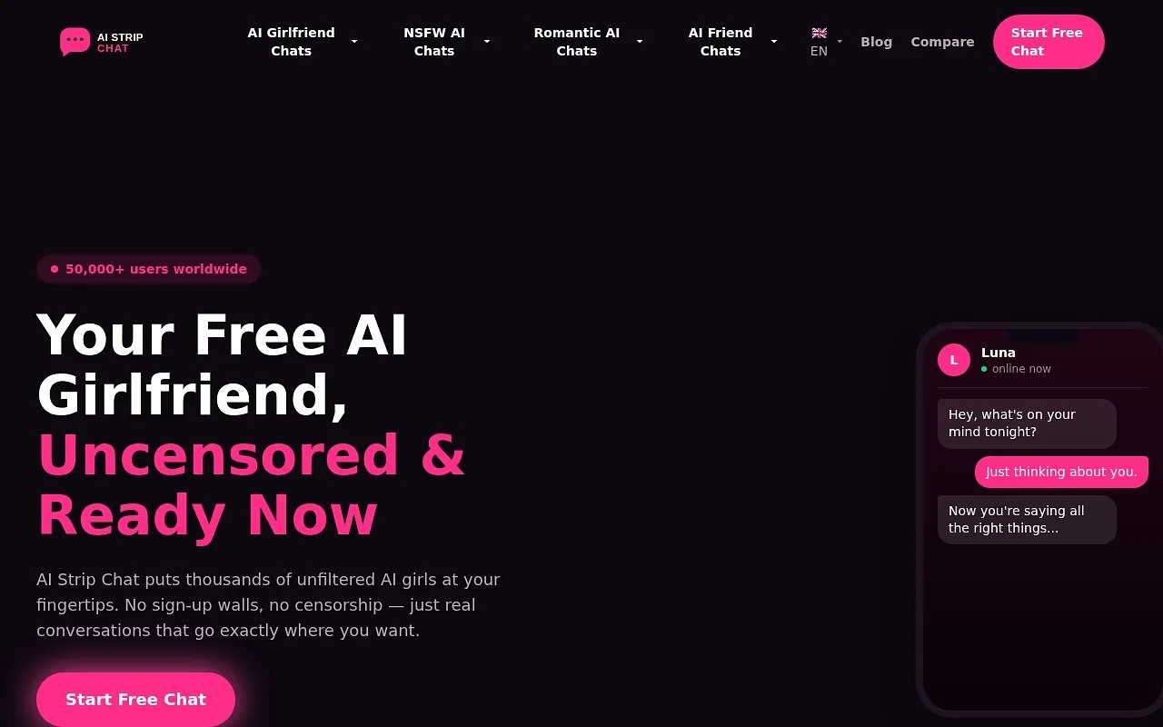 Screenshot of AI Strip Chat