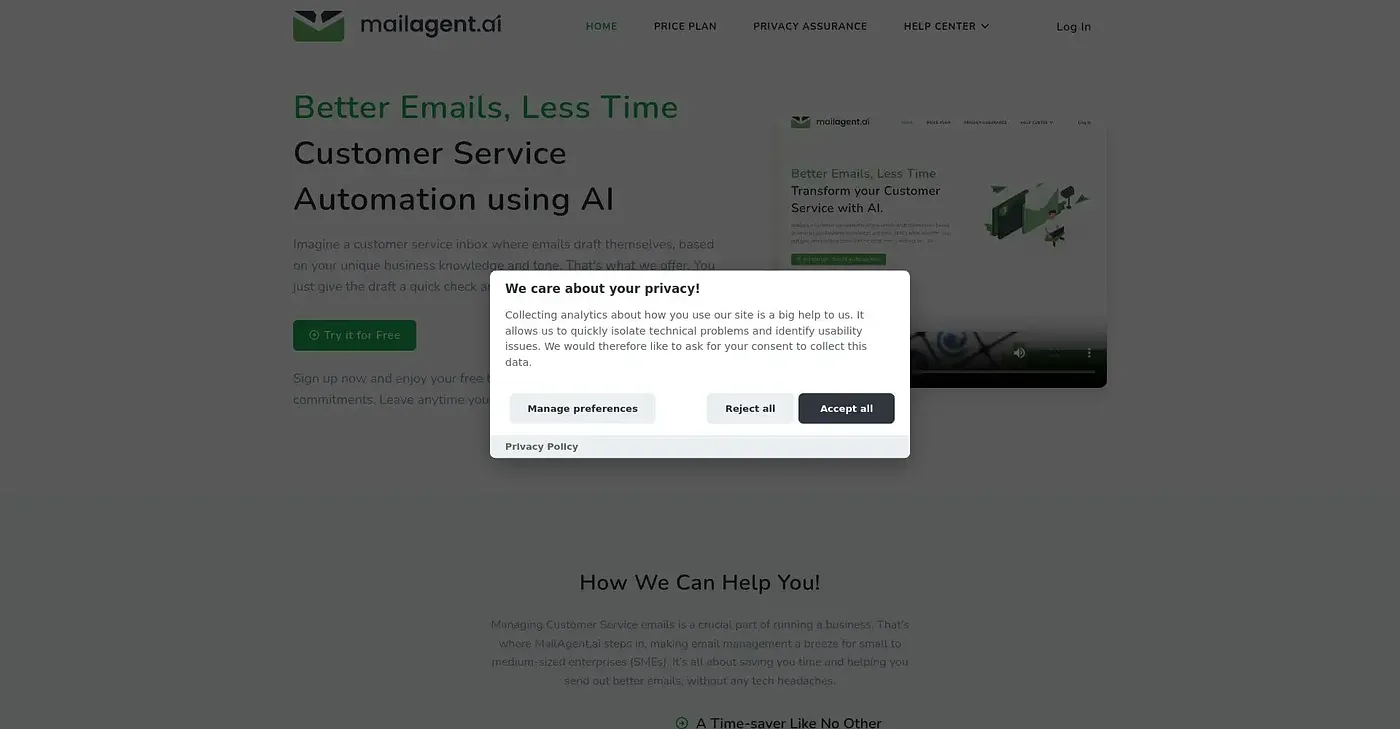 Screenshot of Mail Agent AI