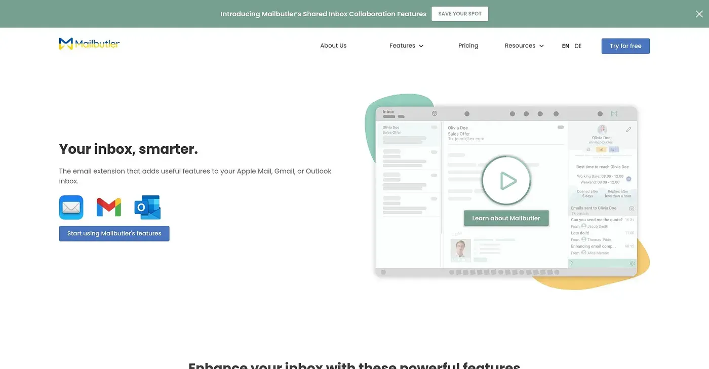 Screenshot of Mailbutler