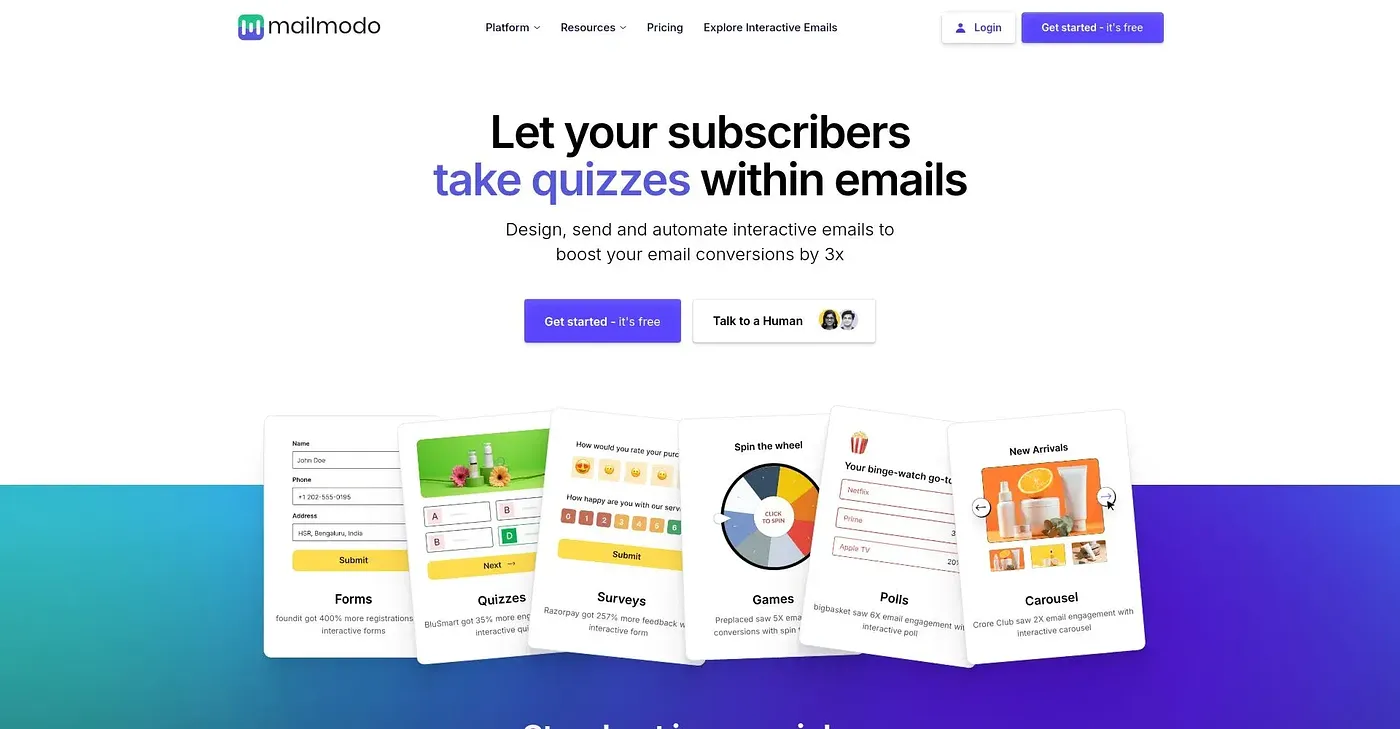 Screenshot of Mailmodo