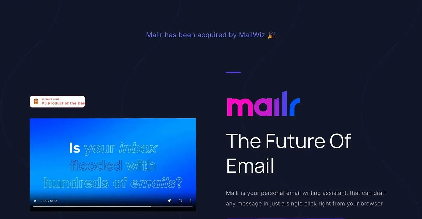Screenshot of Mailr AI