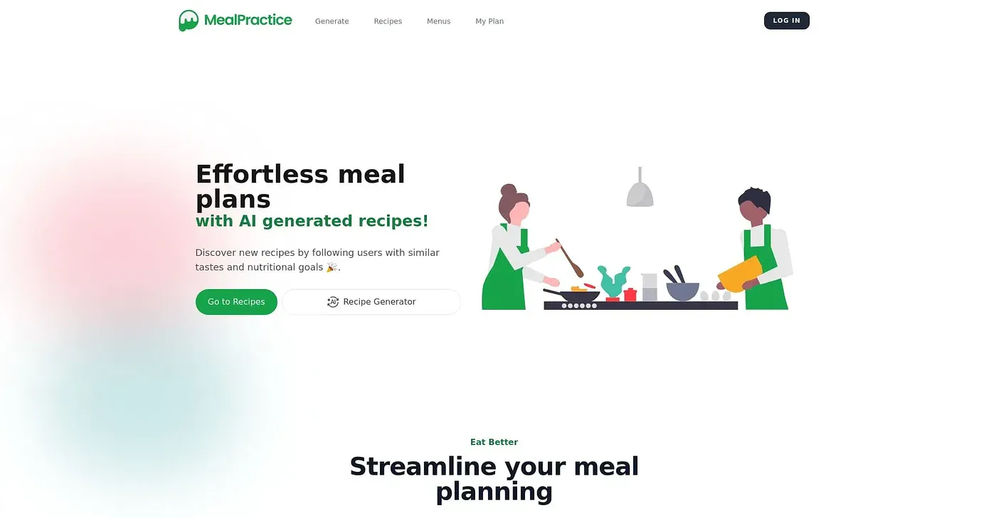 Screenshot of Meal Practice