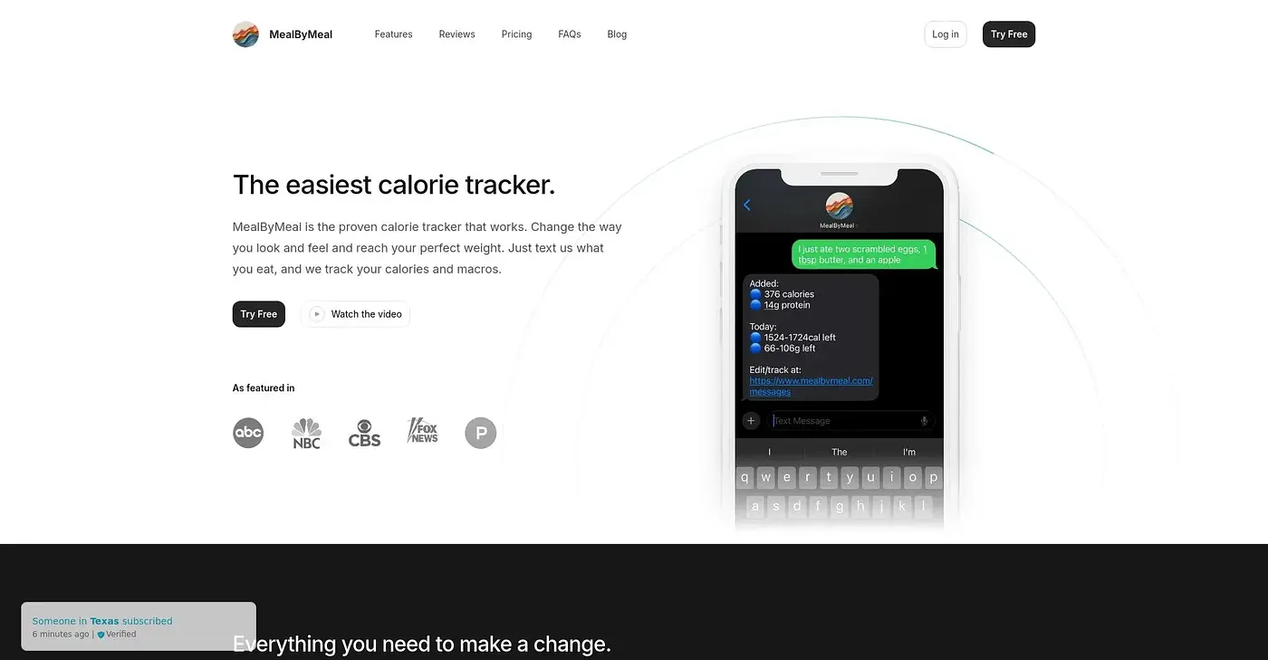 Screenshot of MealByMeal