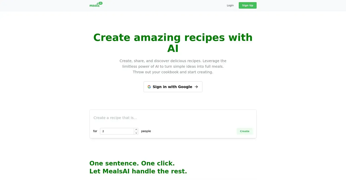 Screenshot of Meals AI