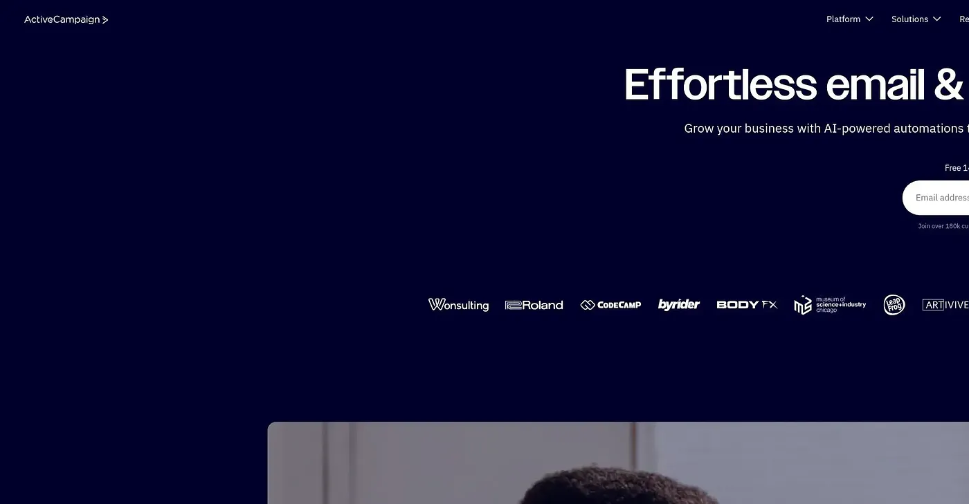 Screenshot of Active Campaign