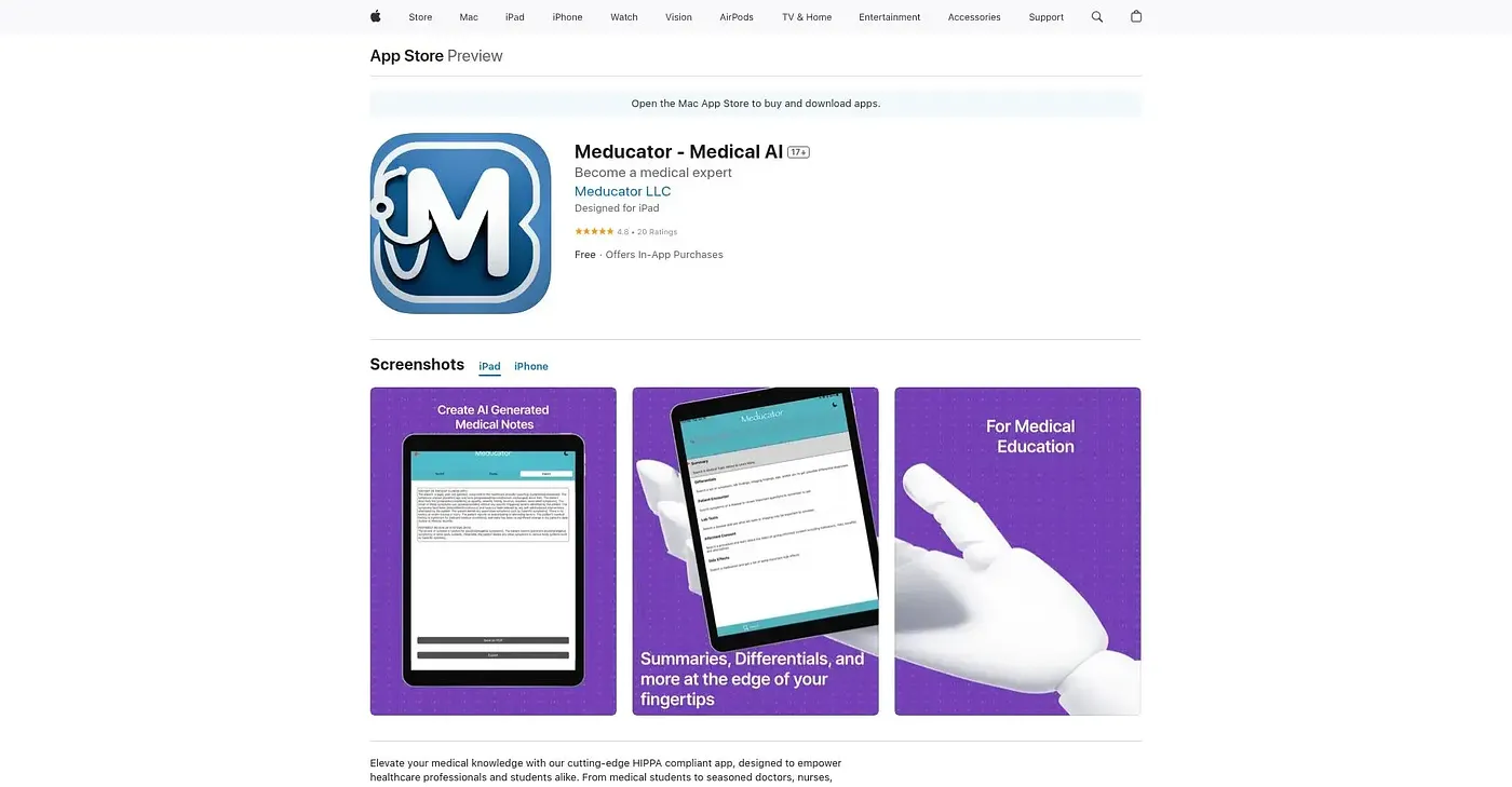 Screenshot of Meducator - Medical AI