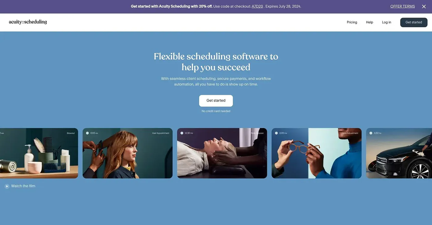 Screenshot of AcuityScheduling