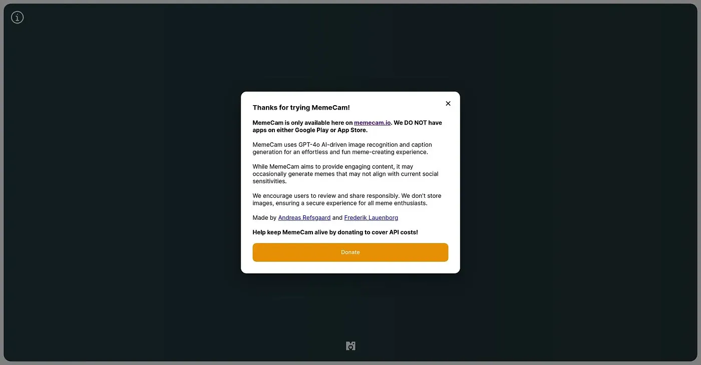 Screenshot of Meme Cam