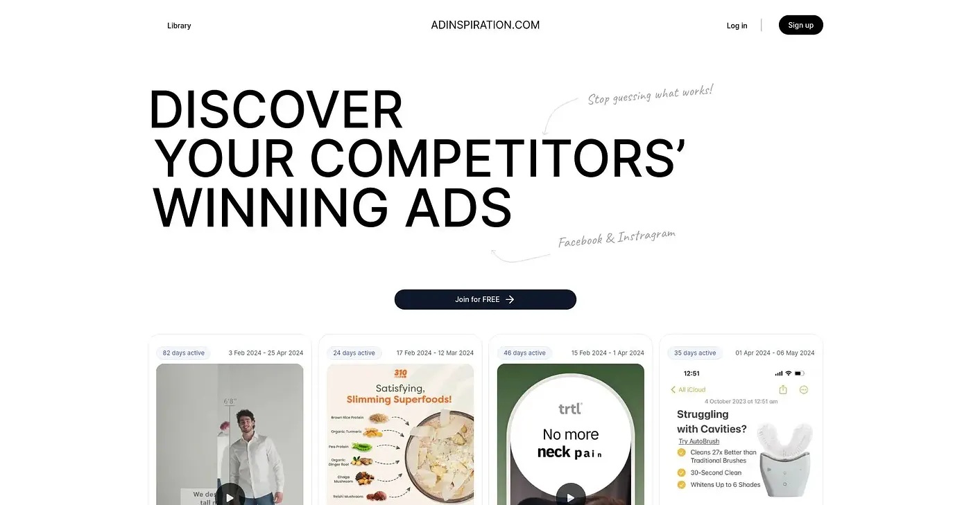 Screenshot of Ad Inspiration