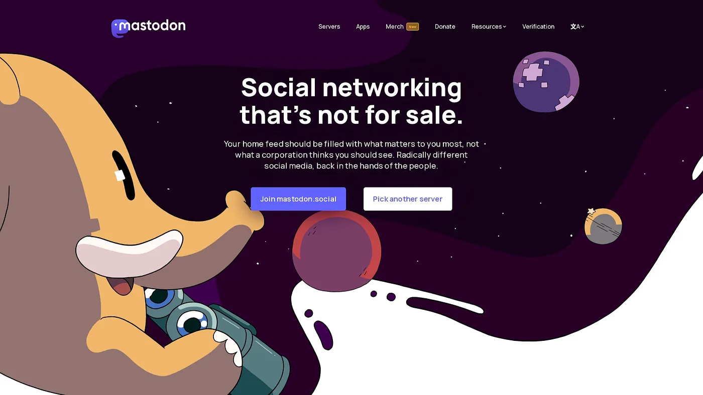 Screenshot of Mastodon