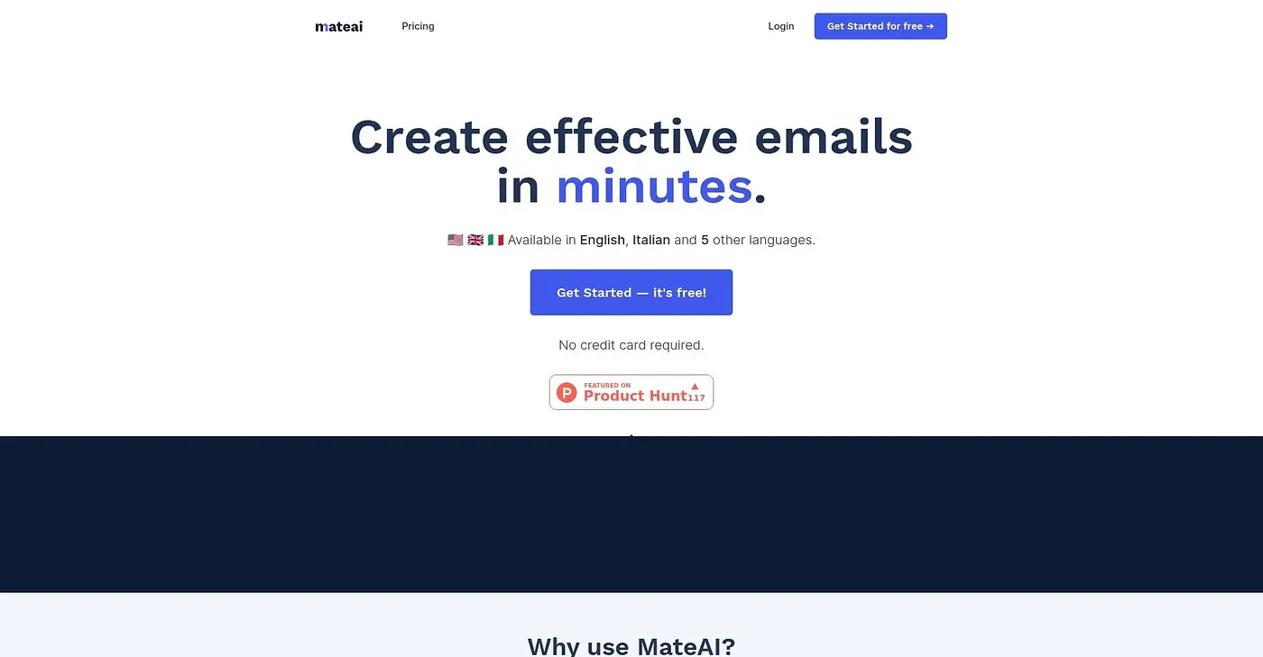 Screenshot of Mate AI