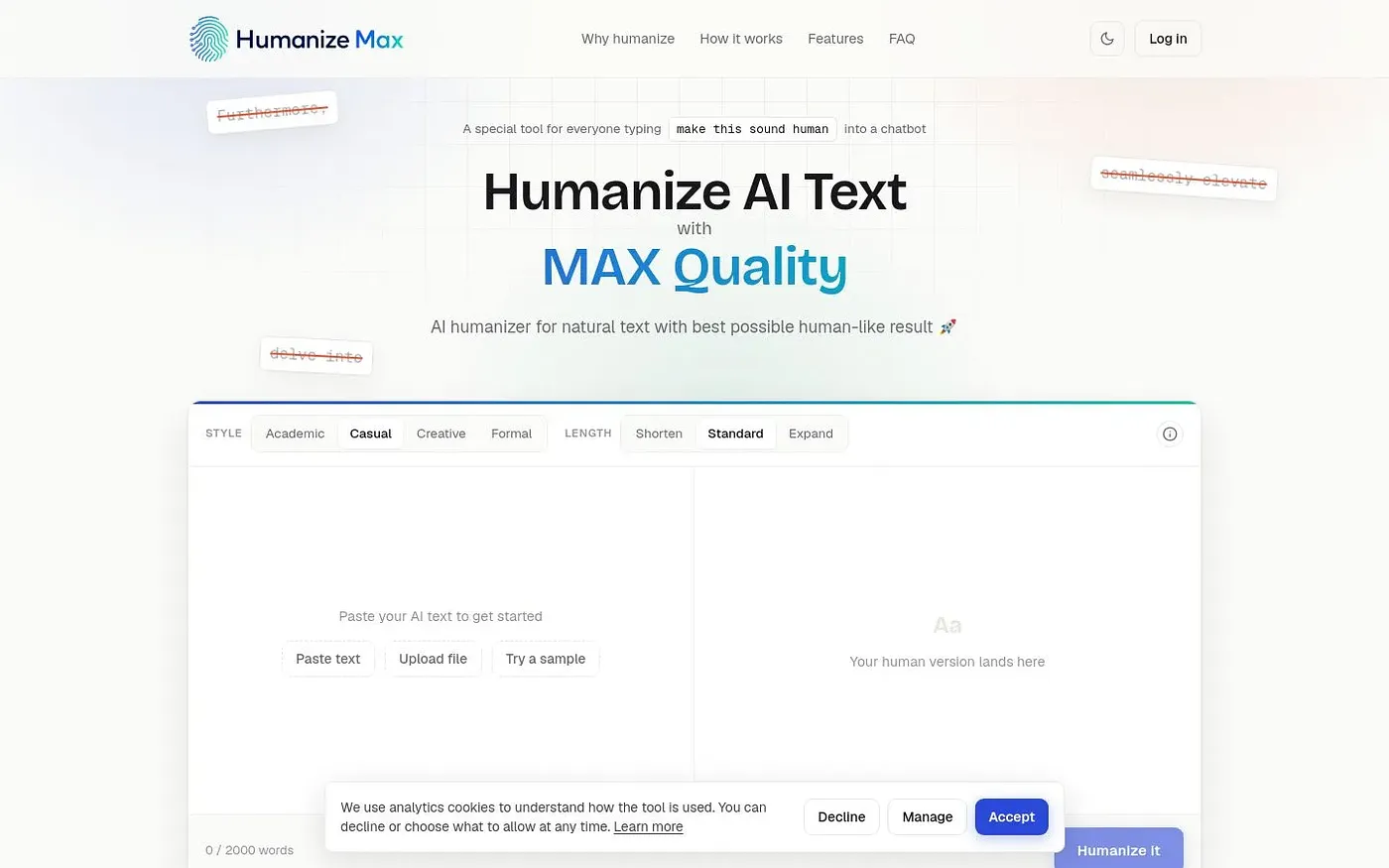 Screenshot of Humanize Max