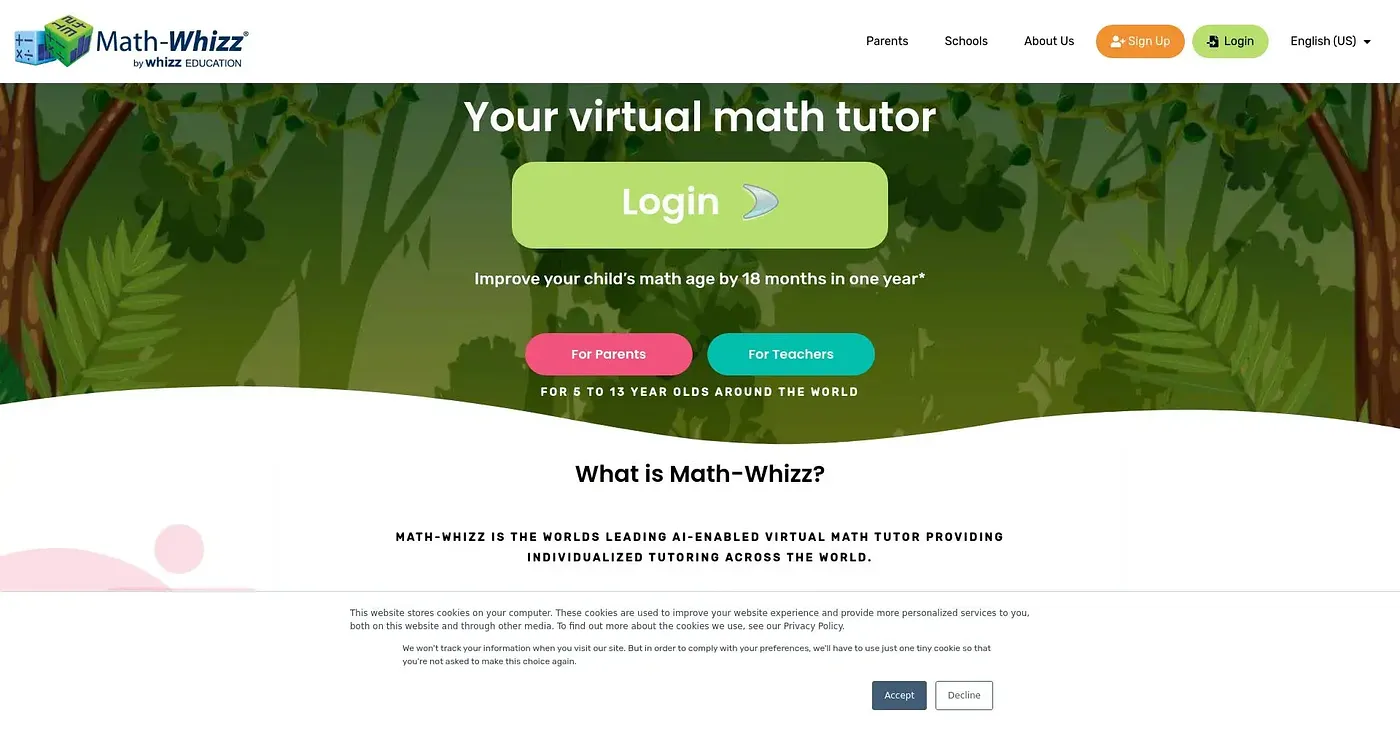 Screenshot of Maths-Whizz