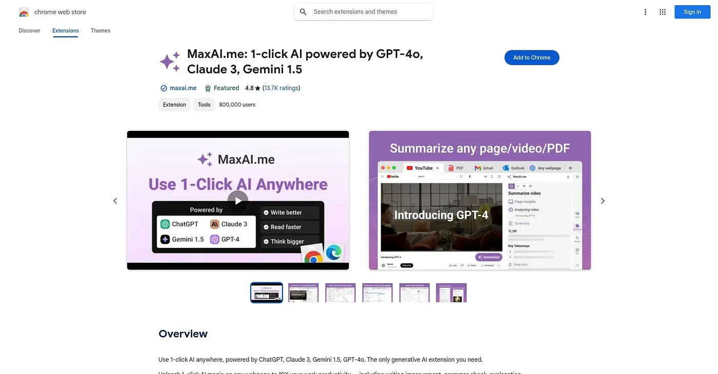 Screenshot of MaxAime - Chrome Extension