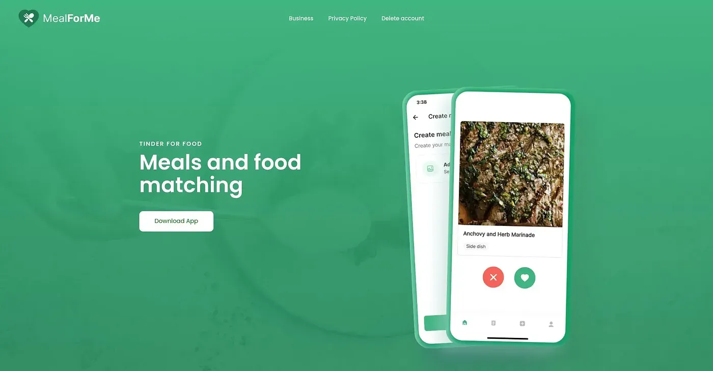 Screenshot of Meal For Me