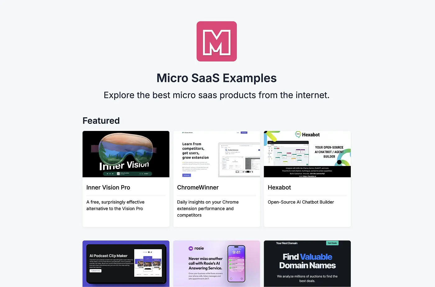Screenshot of Micro SaaS Examples