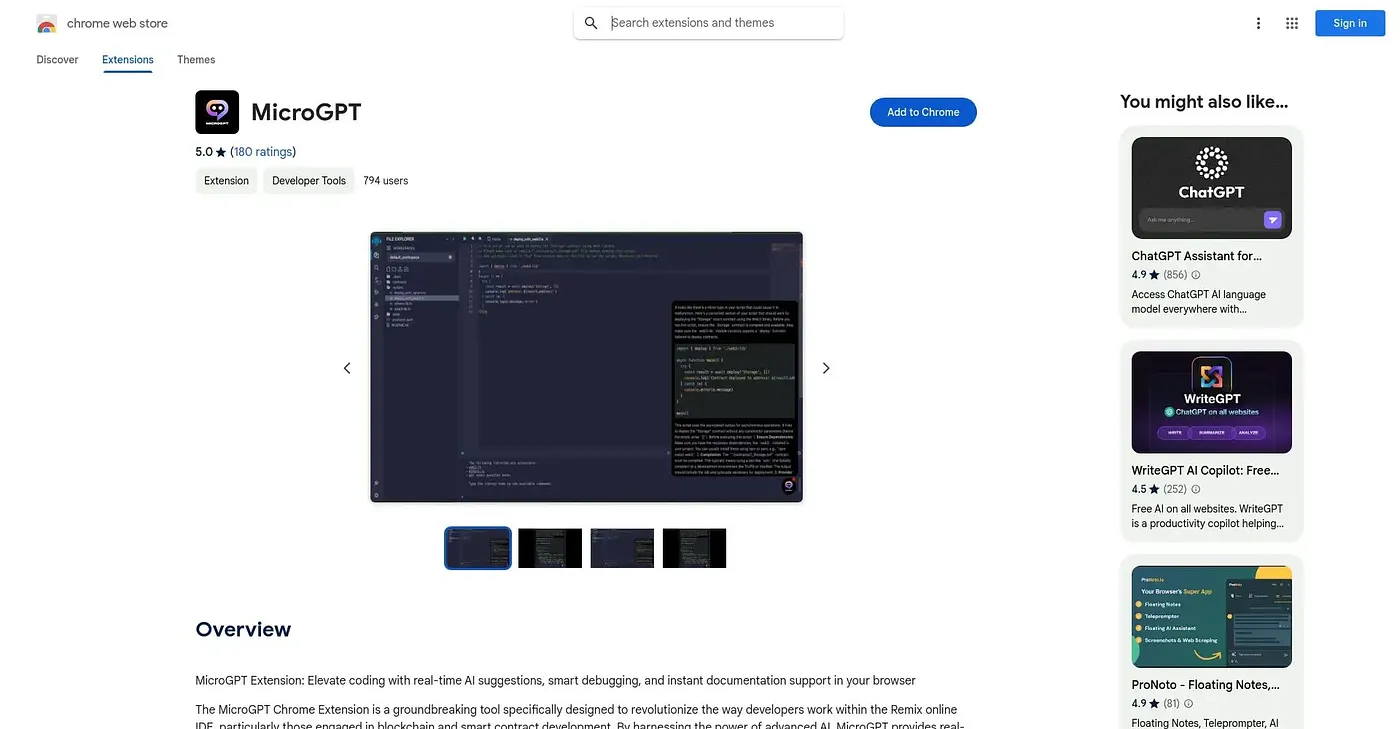 Screenshot of MicroGPT Chrome Extension