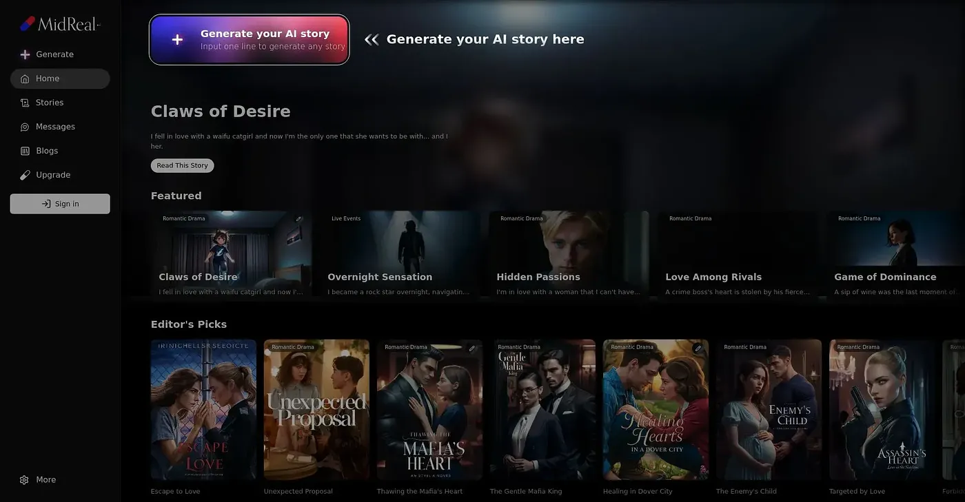 Screenshot of Midreal AI
