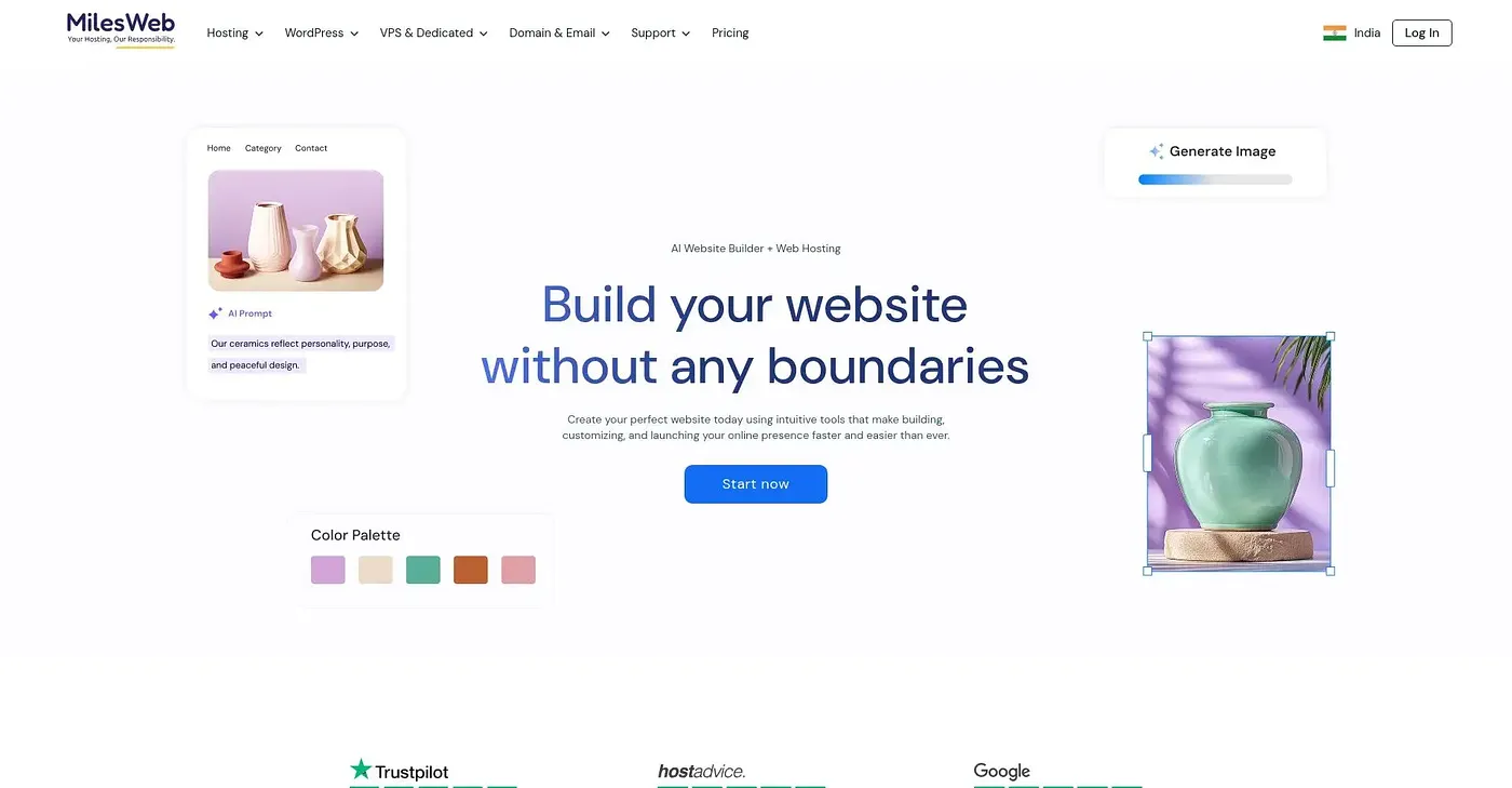 Screenshot of Milesweb AI Website Builder