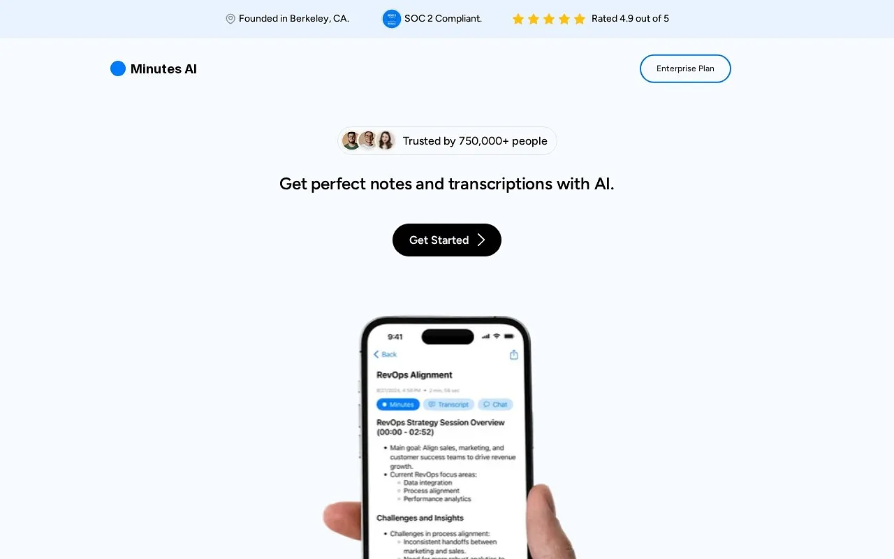 Screenshot of Minutes AI