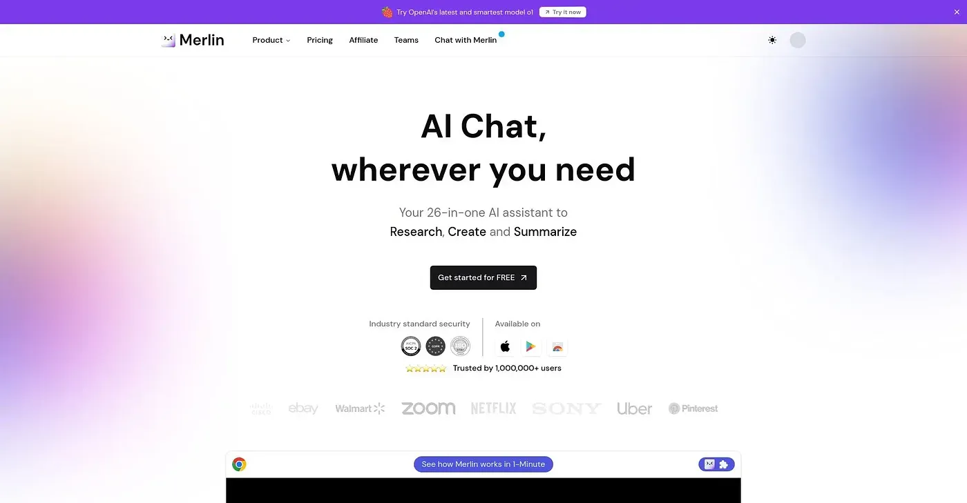 Screenshot of Merlin AI Chrome Extension