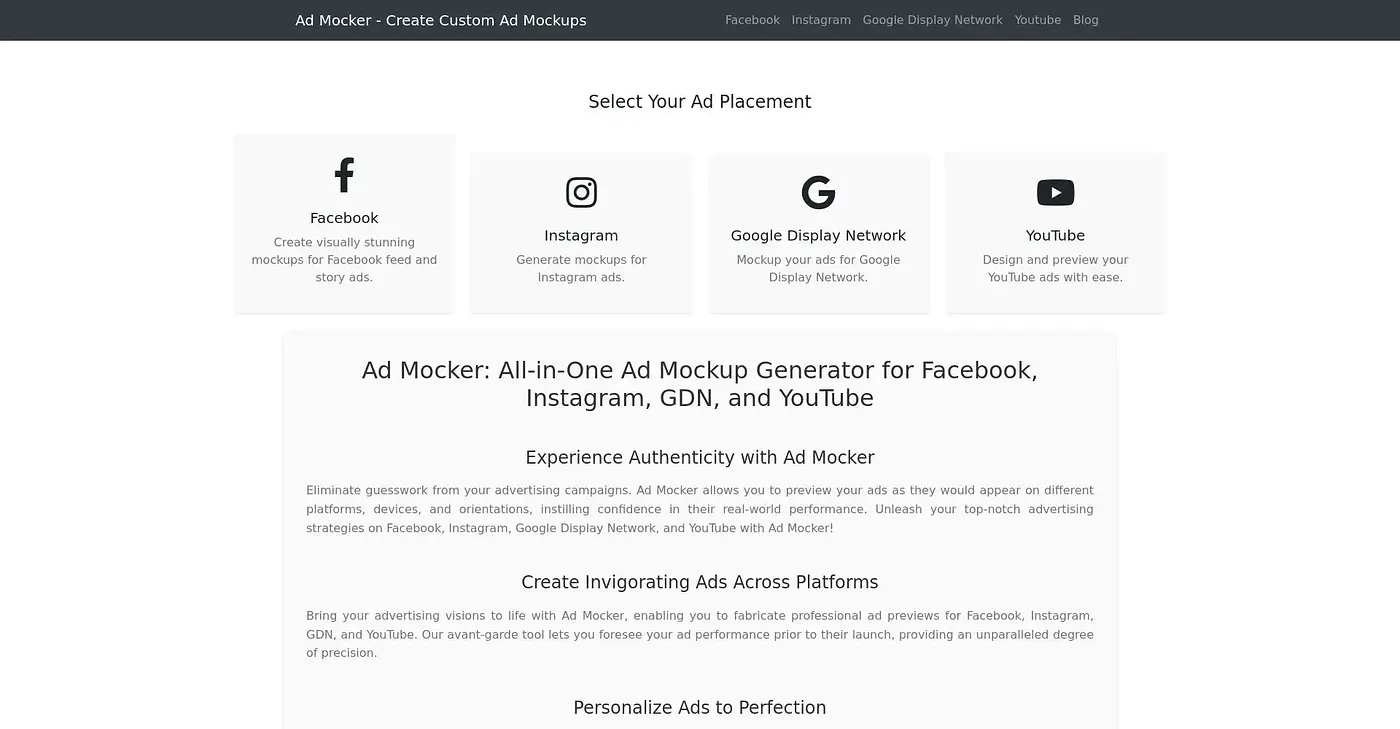 Screenshot of Ad Mocker