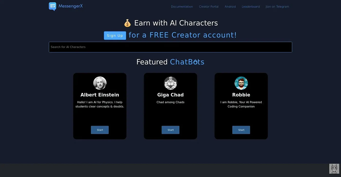 Screenshot of MessengerX