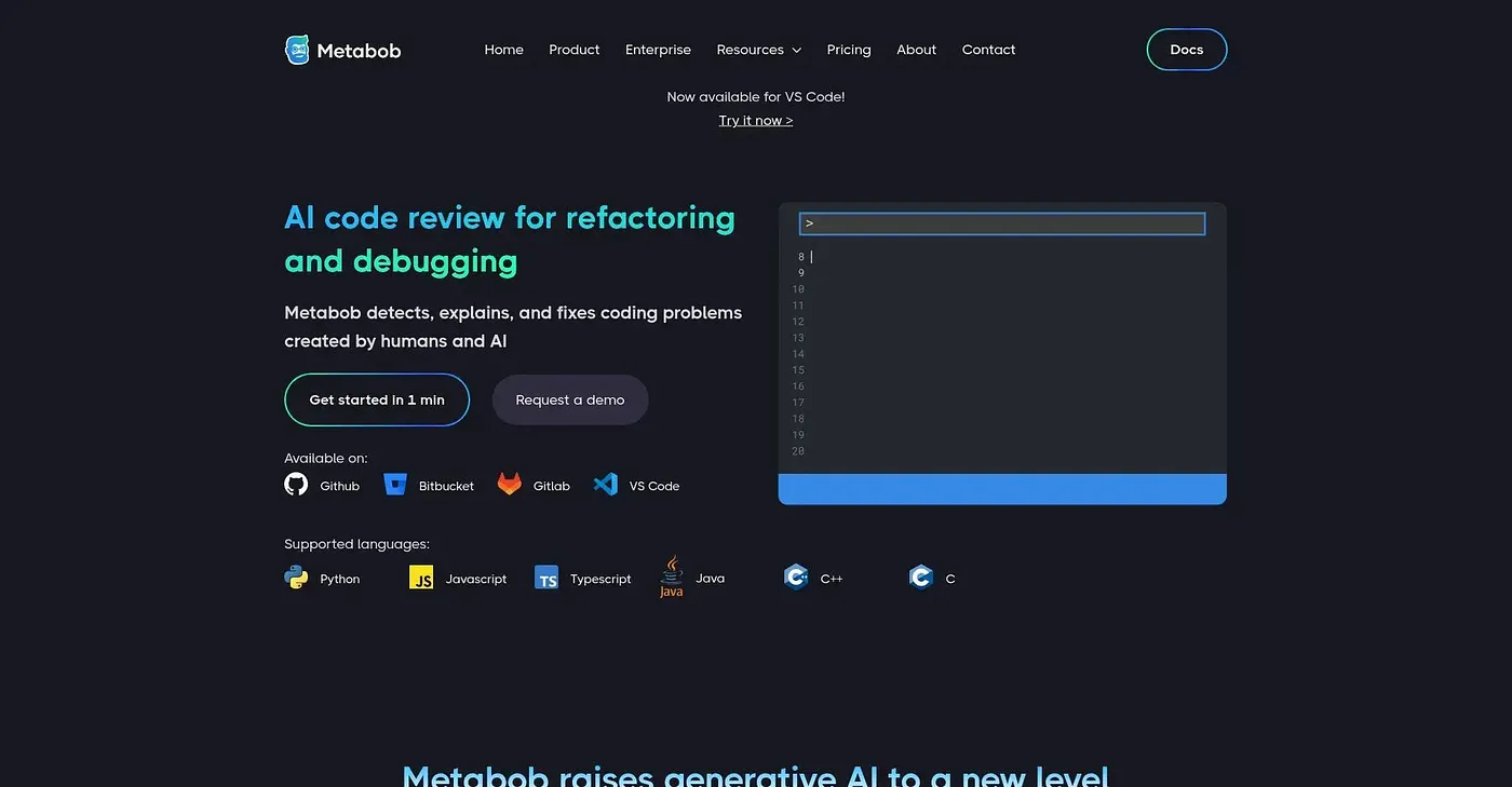 Screenshot of Metabob