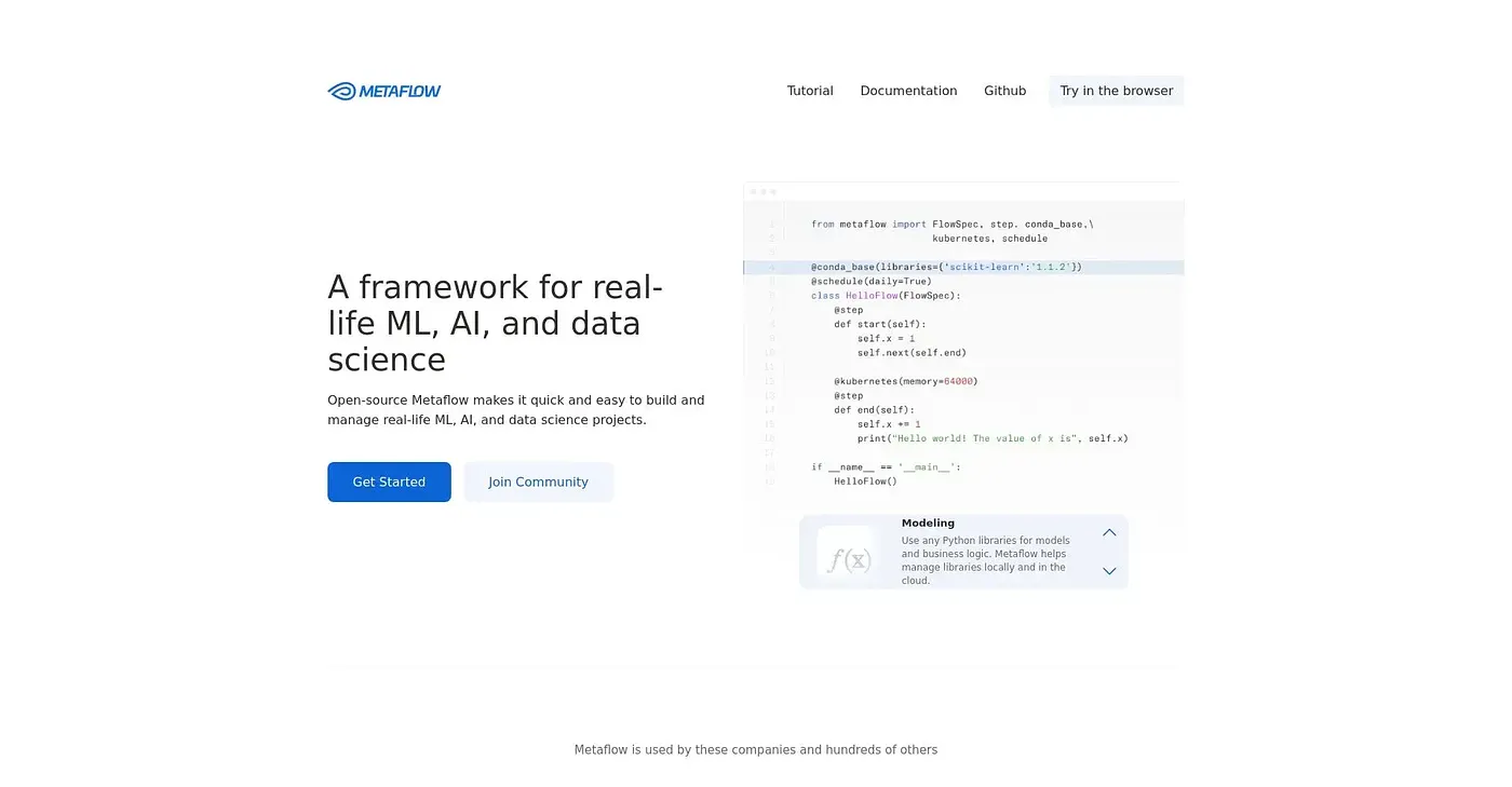 Screenshot of Metaflow