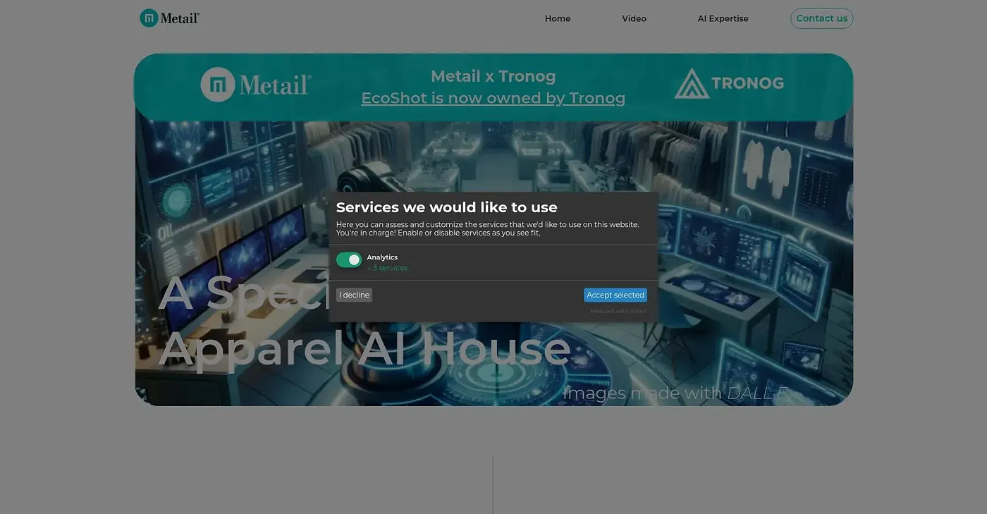 Screenshot of Metail
