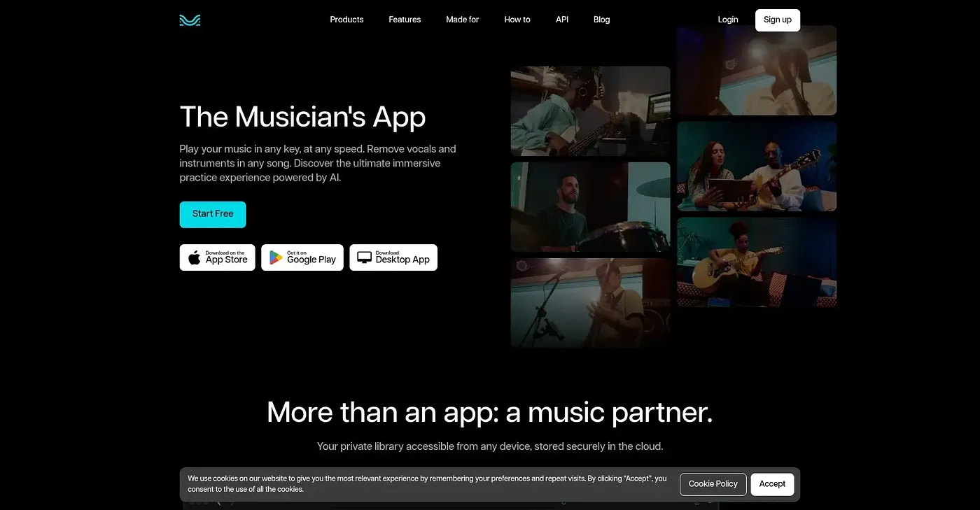 Screenshot of Moises AI