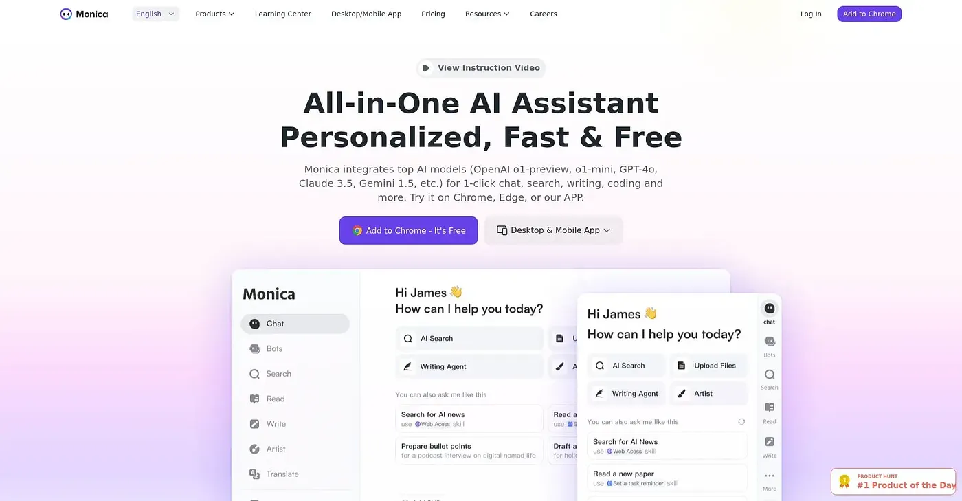 Screenshot of Monica