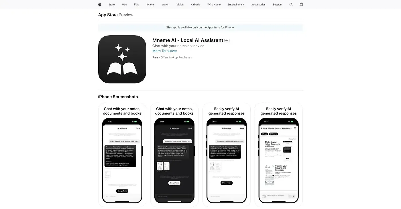 Screenshot of Mneme AI