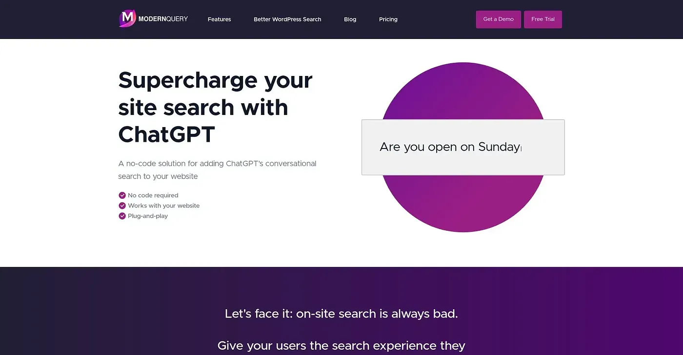 Screenshot of ModernQuery