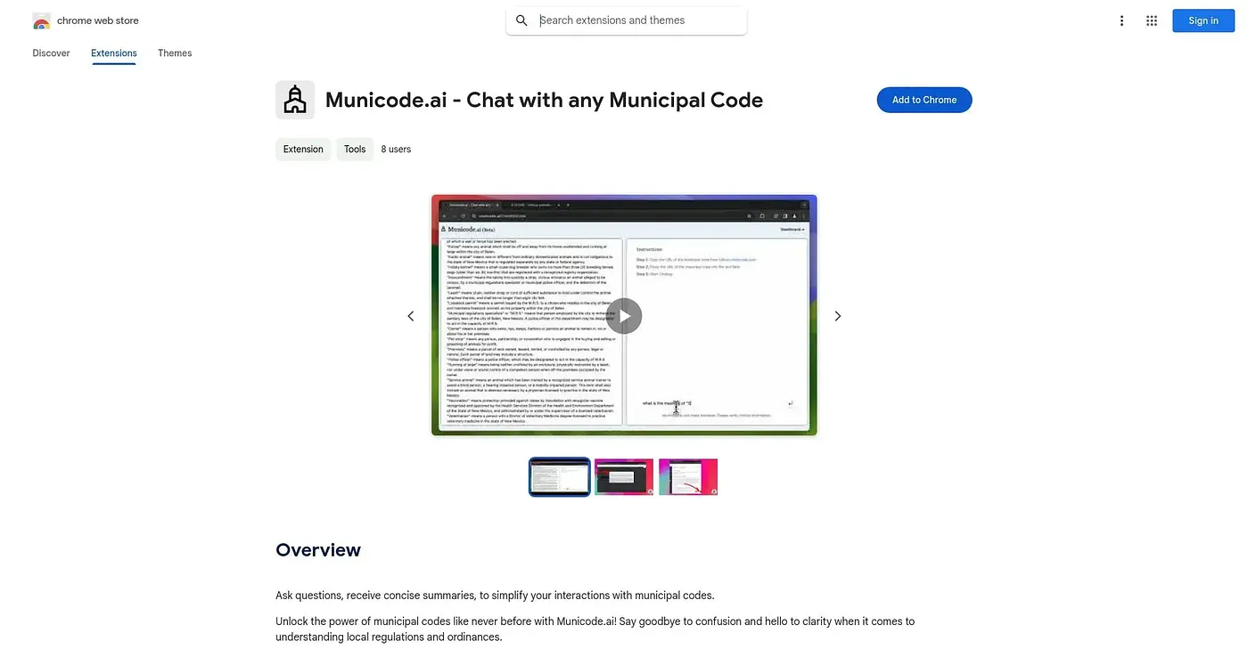 Screenshot of MunicodeAI Extension