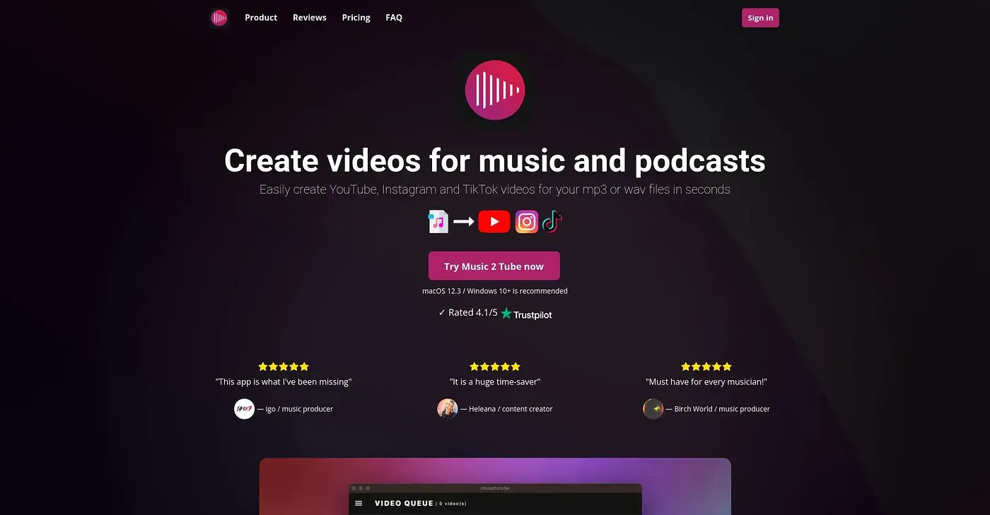 Screenshot of Music2Tube