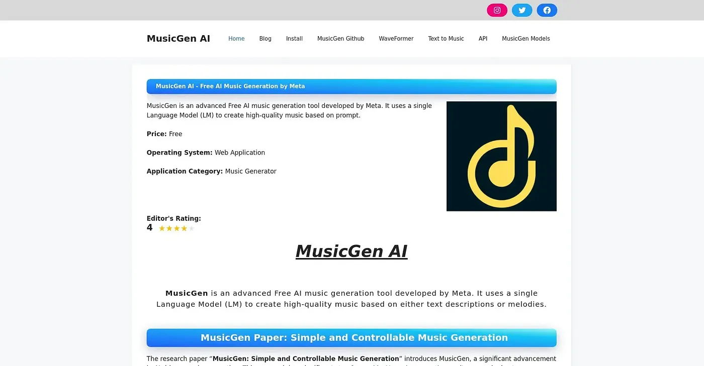 Screenshot of MusicGen