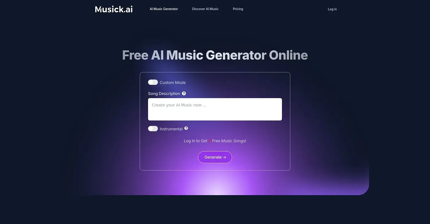 Screenshot of Musick AI