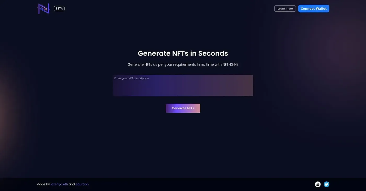 Screenshot of NFT Gine