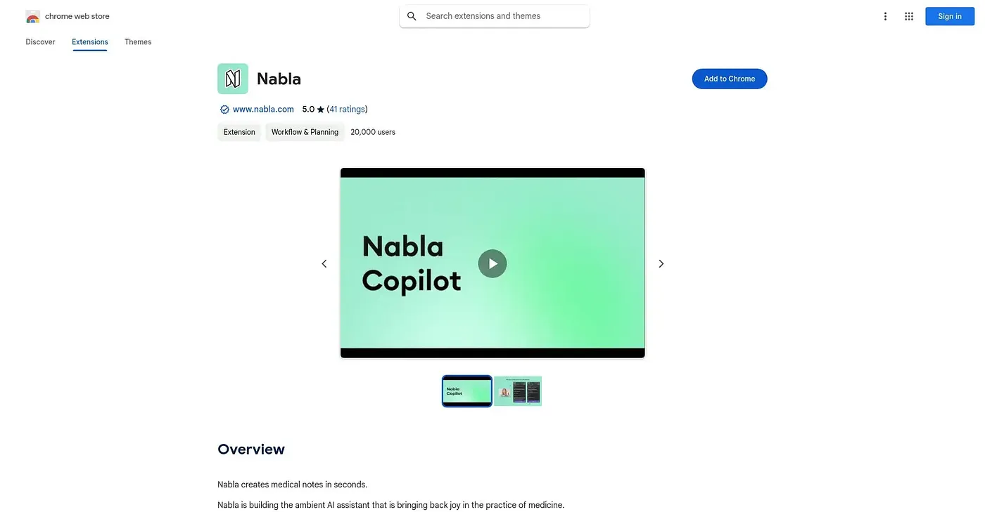 Screenshot of Nabla Copilot Chrome Extension
