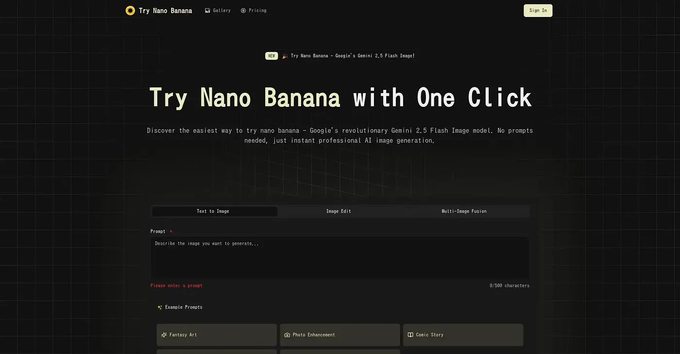 Screenshot of Nano Banana