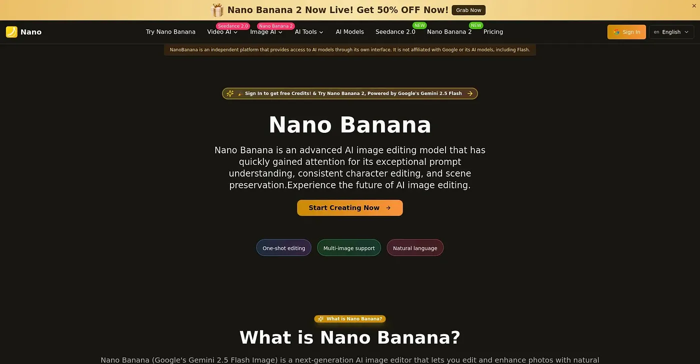 Screenshot of Nano Banana