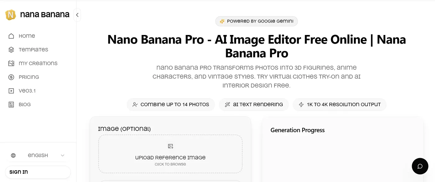Screenshot of Nano Banana Pro