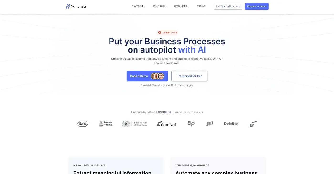 Screenshot of Nanonets