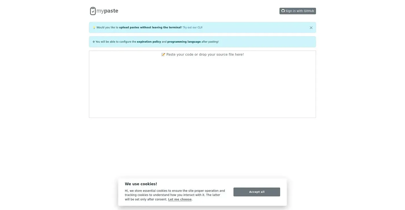 Screenshot of MyPaste