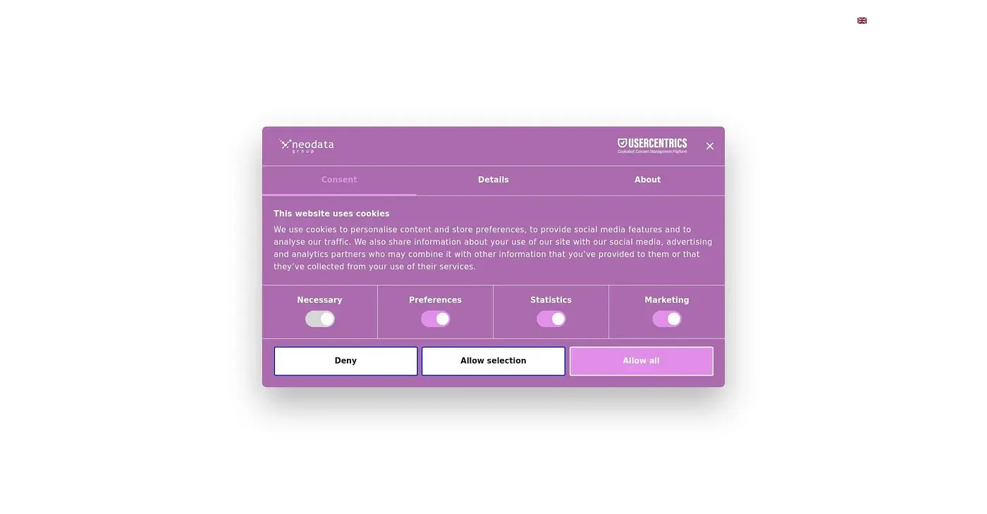 Screenshot of Neodata