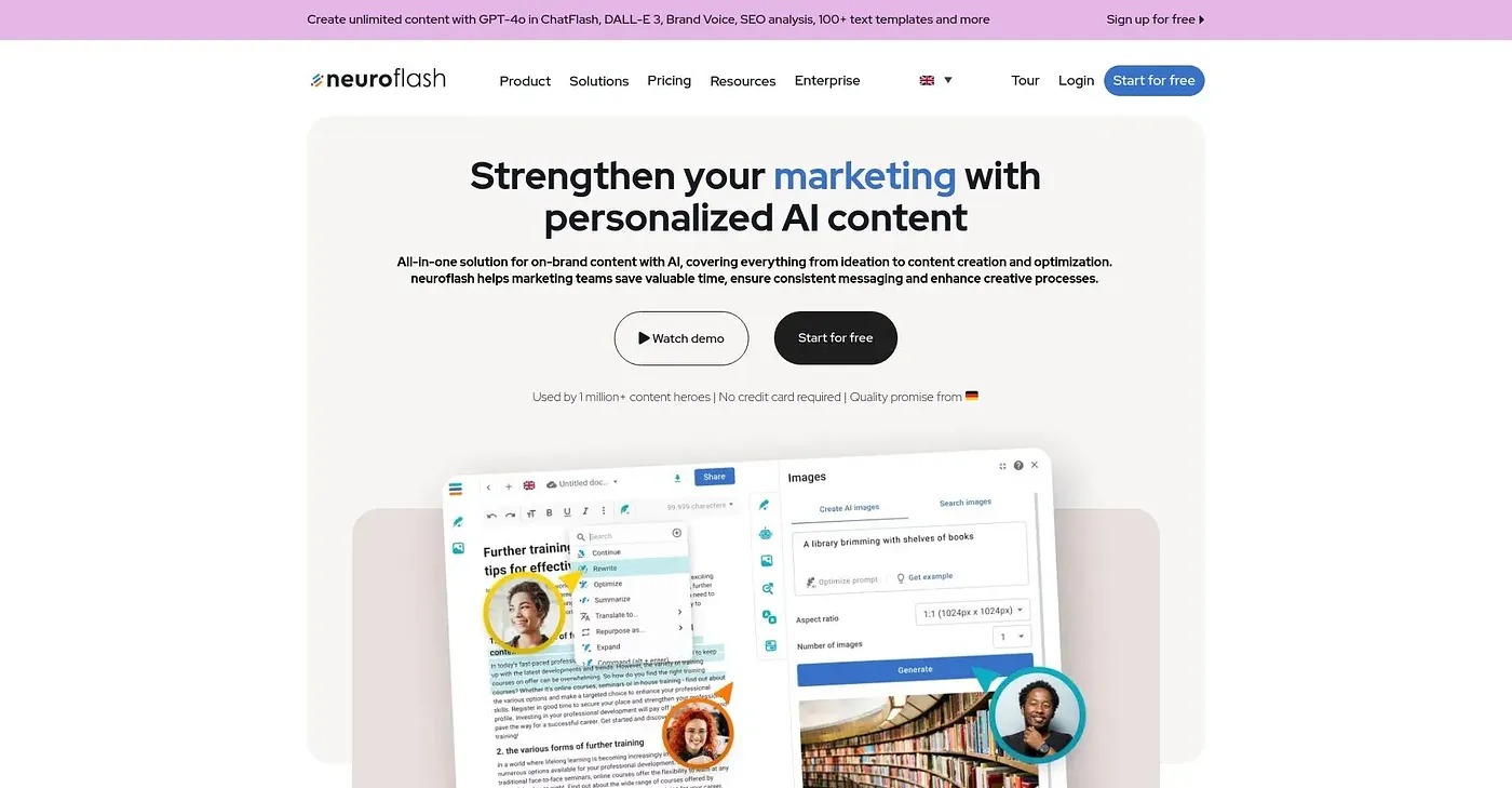 Screenshot of NeuroFlash