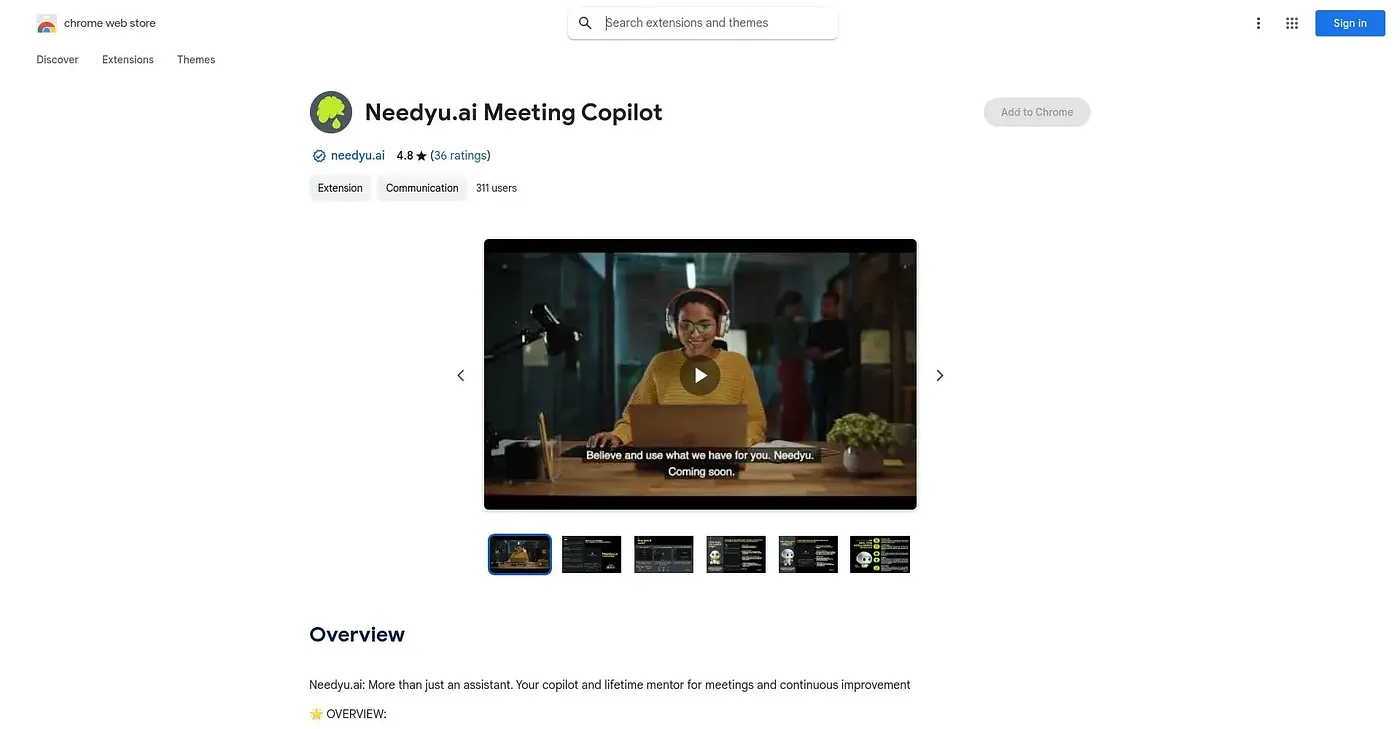 Screenshot of Needyu.ai Chrome Extension
